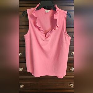Crown & Ivy Pink Ruffled Tank Top